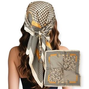 Square Scarf with Windmill Chain, Simple and Thin, Silky Scarf